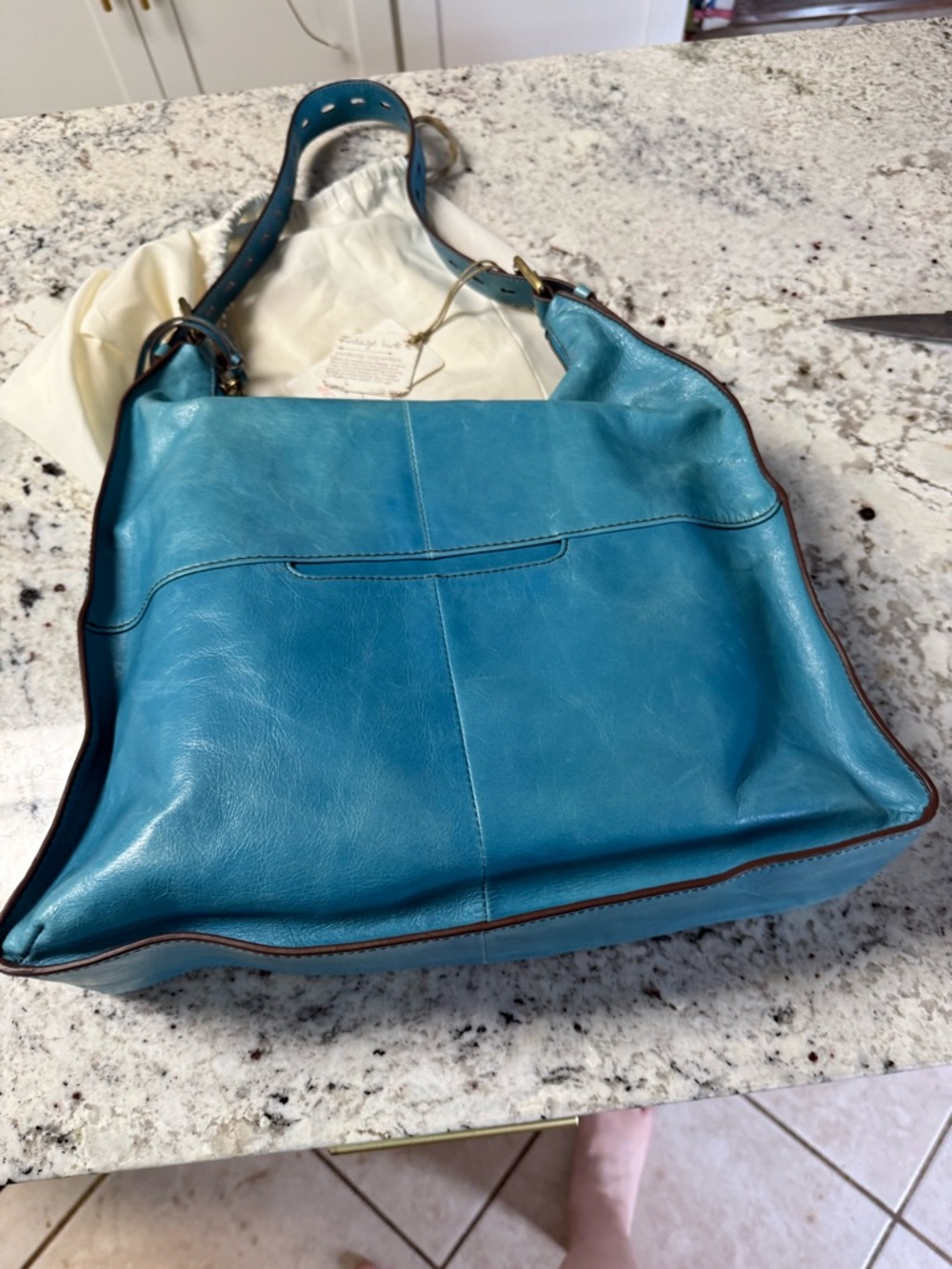 HOBO Blue  Leather Shoulder Hobo Bag - Picture 3 of 9